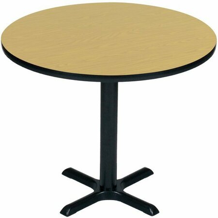 CORRELL 30'' Round Fusion Maple Finish / Black Table Height High Pressure Cafe / Breakroom Table 384BXT30R16